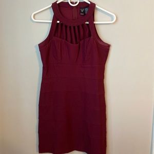 Maroon Bodycon Dress with detail